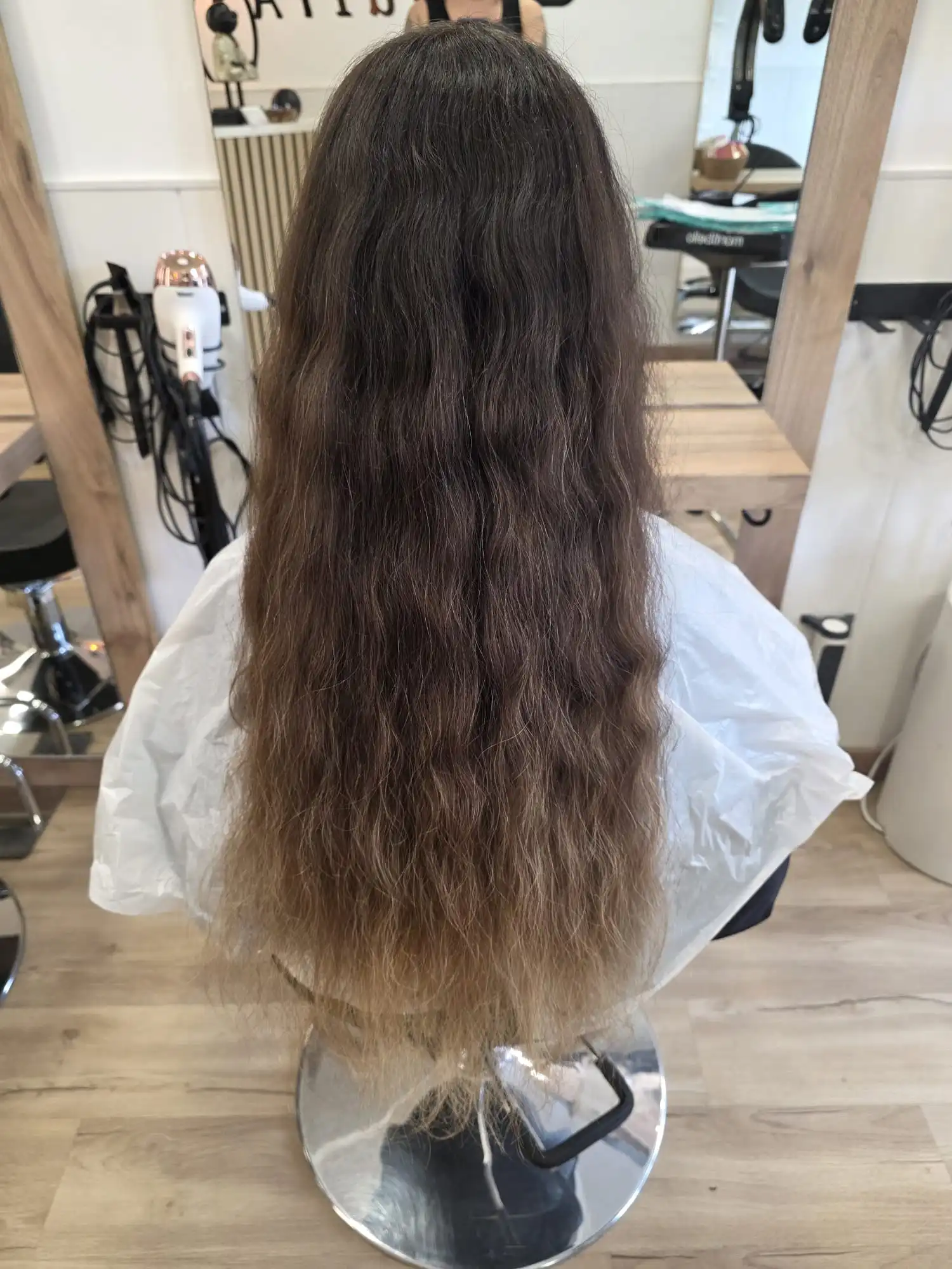 Antes - mechas largas con frizz