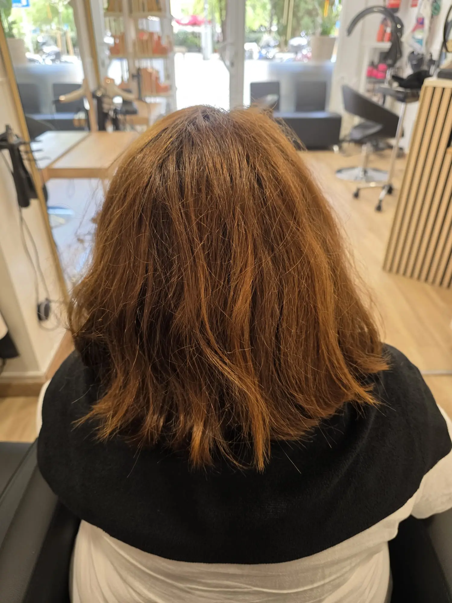 Antes - melena roja con frizz